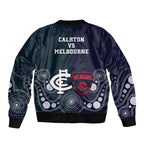 Demons And Blues Football Bomber Jacket Melbourne And Calrton Mascots Aboriginal Art