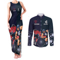 Demons And Blues Football Couples Matching Tank Maxi Dress and Long Sleeve Button Shirt Melbourne And Calrton Mascots Aboriginal Art