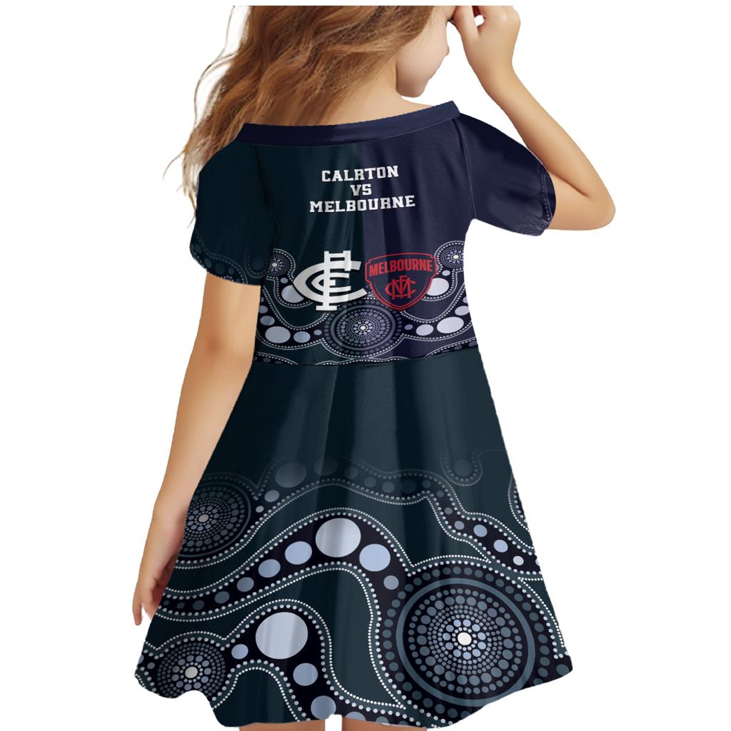Demons And Blues Football Family Matching Mermaid Dress and Hawaiian Shirt Melbourne And Calrton Mascots Aboriginal Art