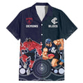 Demons And Blues Football Family Matching Mermaid Dress and Hawaiian Shirt Melbourne And Calrton Mascots Aboriginal Art