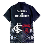 Demons And Blues Football Family Matching Mermaid Dress and Hawaiian Shirt Melbourne And Calrton Mascots Aboriginal Art