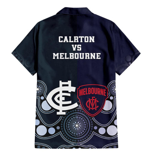 Demons And Blues Football Family Matching Mermaid Dress and Hawaiian Shirt Melbourne And Calrton Mascots Aboriginal Art