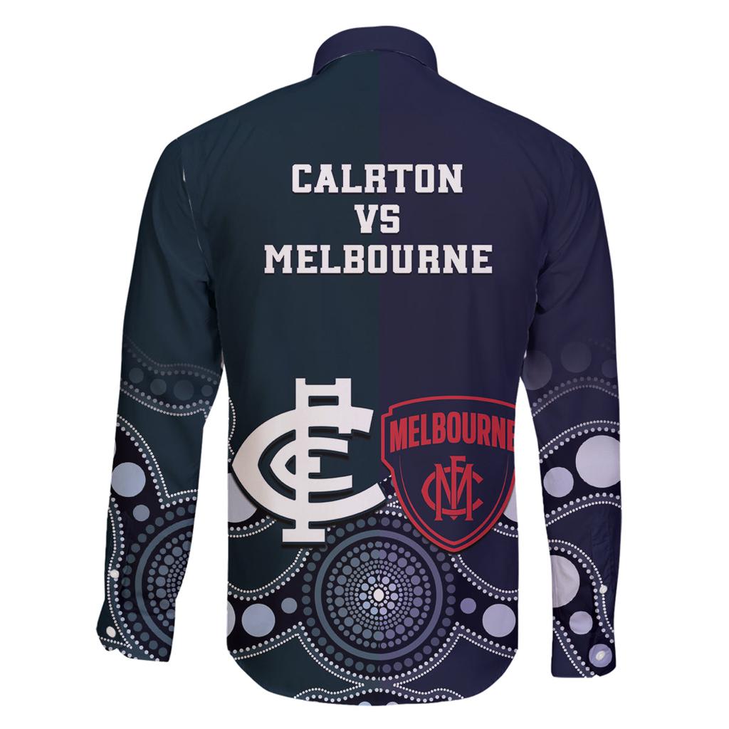 Demons And Blues Football Family Matching Off Shoulder Maxi Dress and Hawaiian Shirt Melbourne And Calrton Mascots Aboriginal Art