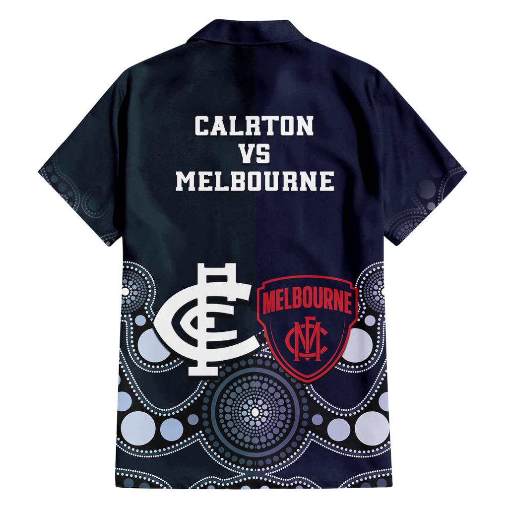 Demons And Blues Football Family Matching Summer Maxi Dress and Hawaiian Shirt Melbourne And Calrton Mascots Aboriginal Art