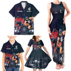 Demons And Blues Football Family Matching Tank Maxi Dress and Hawaiian Shirt Melbourne And Calrton Mascots Aboriginal Art