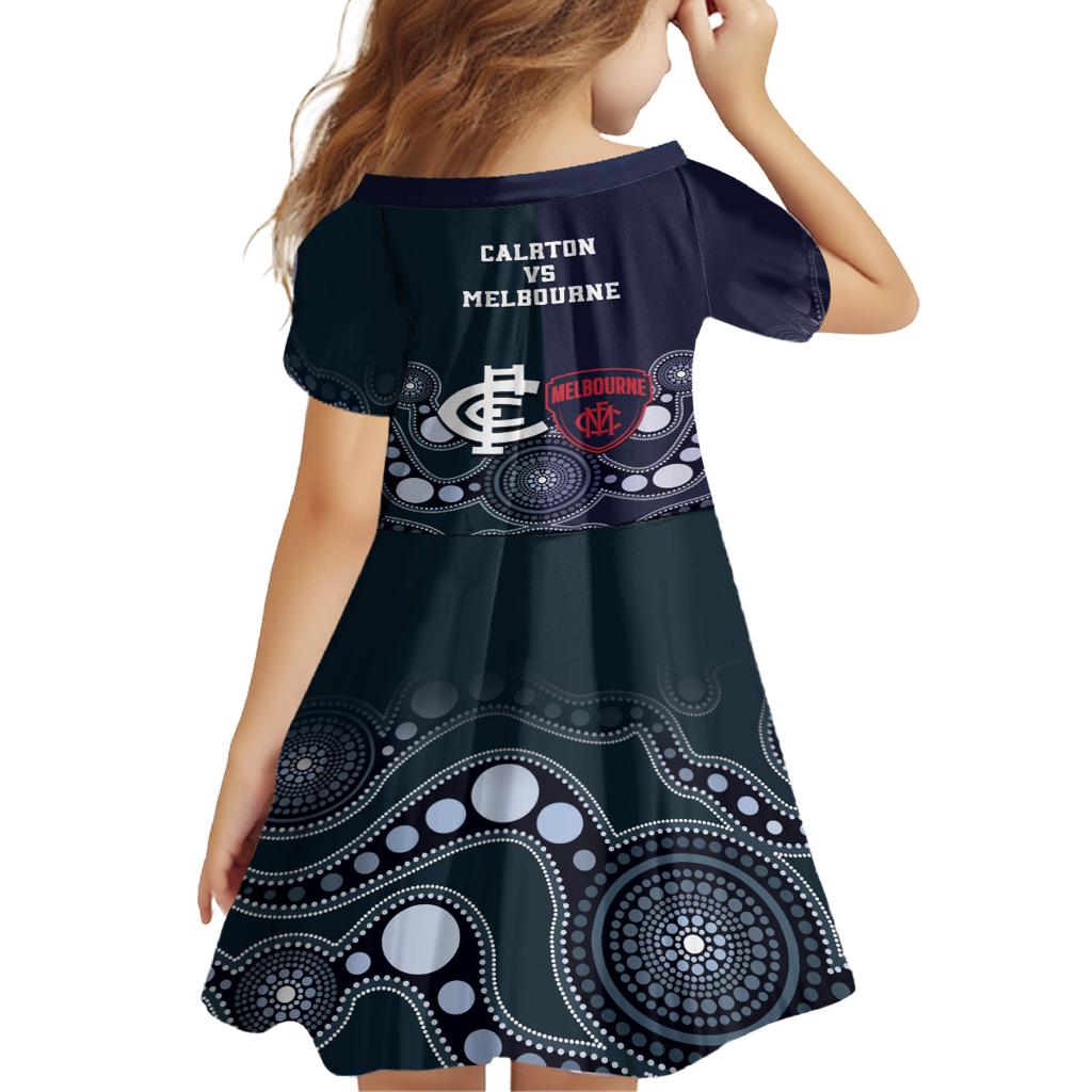 Demons And Blues Football Family Matching Tank Maxi Dress and Hawaiian Shirt Melbourne And Calrton Mascots Aboriginal Art
