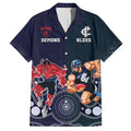 Demons And Blues Football Family Matching Tank Maxi Dress and Hawaiian Shirt Melbourne And Calrton Mascots Aboriginal Art