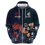 Demons And Blues Football Hoodie Melbourne And Calrton Mascots Aboriginal Art