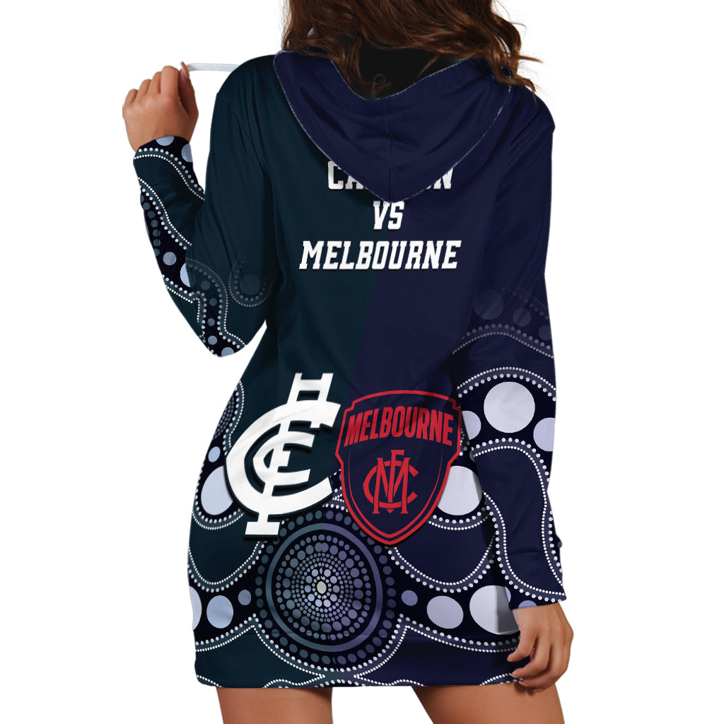 Demons And Blues Football Hoodie Dress Melbourne And Calrton Mascots Aboriginal Art