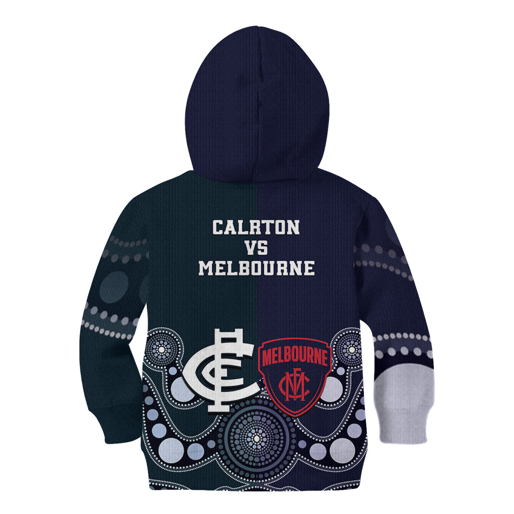 Demons And Blues Football Kid Hoodie Melbourne And Calrton Mascots Aboriginal Art