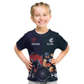 Demons And Blues Football Kid T Shirt Melbourne And Calrton Mascots Aboriginal Art