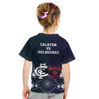 Demons And Blues Football Kid T Shirt Melbourne And Calrton Mascots Aboriginal Art