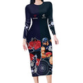 Demons And Blues Football Long Sleeve Bodycon Dress Melbourne And Calrton Mascots Aboriginal Art
