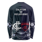 Demons And Blues Football Long Sleeve Shirt Melbourne And Calrton Mascots Aboriginal Art