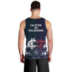 Demons And Blues Football Men Tank Top Melbourne And Calrton Mascots Aboriginal Art