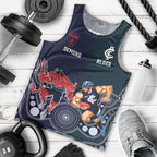 Demons And Blues Football Men Tank Top Melbourne And Calrton Mascots Aboriginal Art