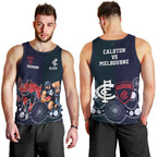 Demons And Blues Football Men Tank Top Melbourne And Calrton Mascots Aboriginal Art