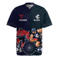 Demons And Blues Football Rugby Jersey Melbourne And Calrton Mascots Aboriginal Art