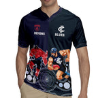 Demons And Blues Football Rugby Jersey Melbourne And Calrton Mascots Aboriginal Art