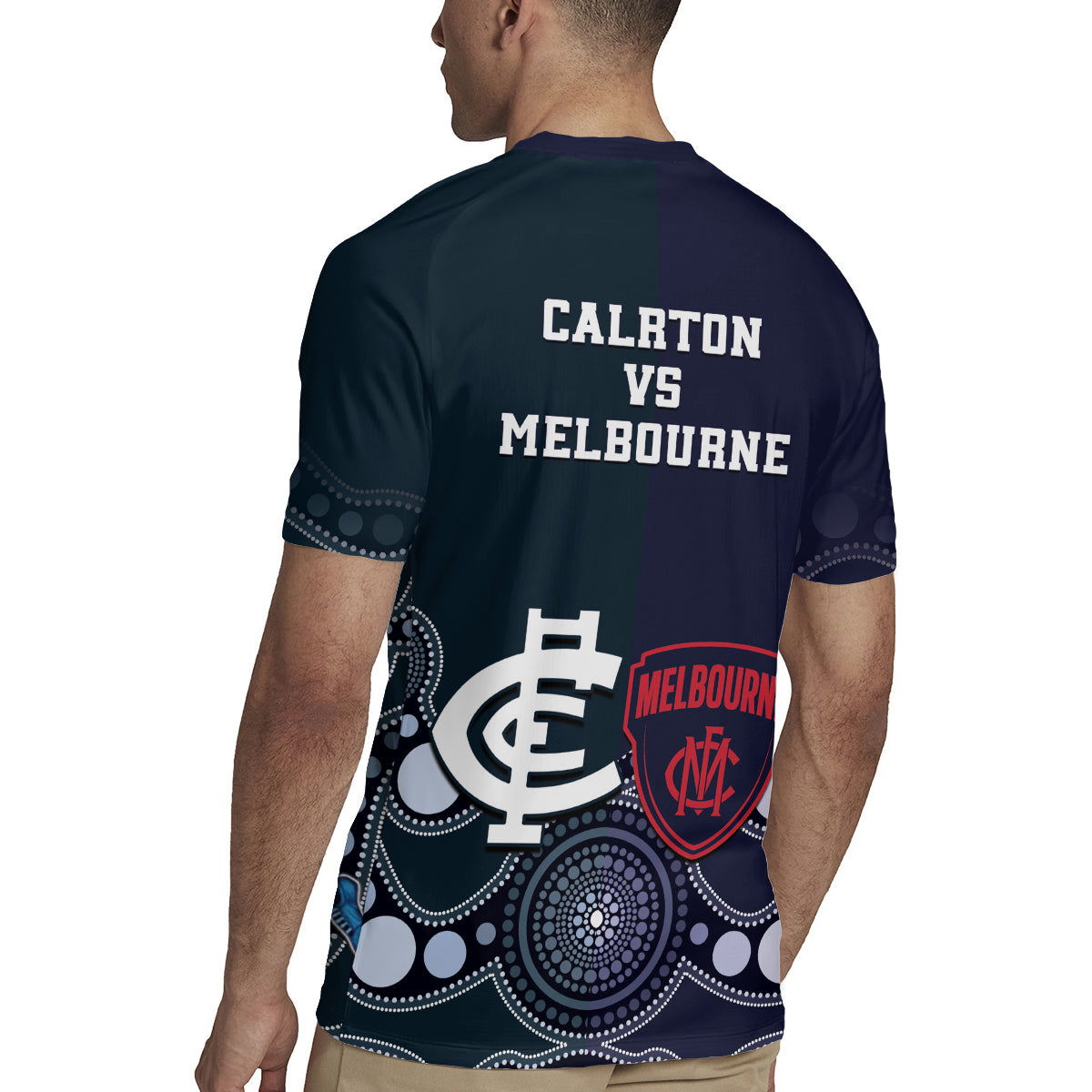 Demons And Blues Football Rugby Jersey Melbourne And Calrton Mascots Aboriginal Art