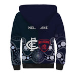 Demons And Blues Football Sherpa Hoodie Melbourne And Calrton Mascots Aboriginal Art