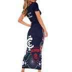 Demons And Blues Football Short Sleeve Bodycon Dress Melbourne And Calrton Mascots Aboriginal Art