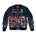 Demons And Blues Football Sleeve Zip Bomber Jacket Melbourne And Calrton Mascots Aboriginal Art