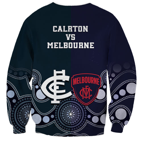 Demons And Blues Football Sweatshirt Melbourne And Calrton Mascots Aboriginal Art