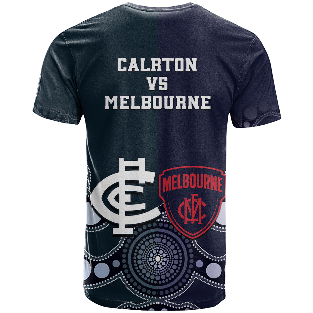 Demons And Blues Football T Shirt Melbourne And Calrton Mascots Aboriginal Art