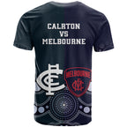 Demons And Blues Football T Shirt Melbourne And Calrton Mascots Aboriginal Art
