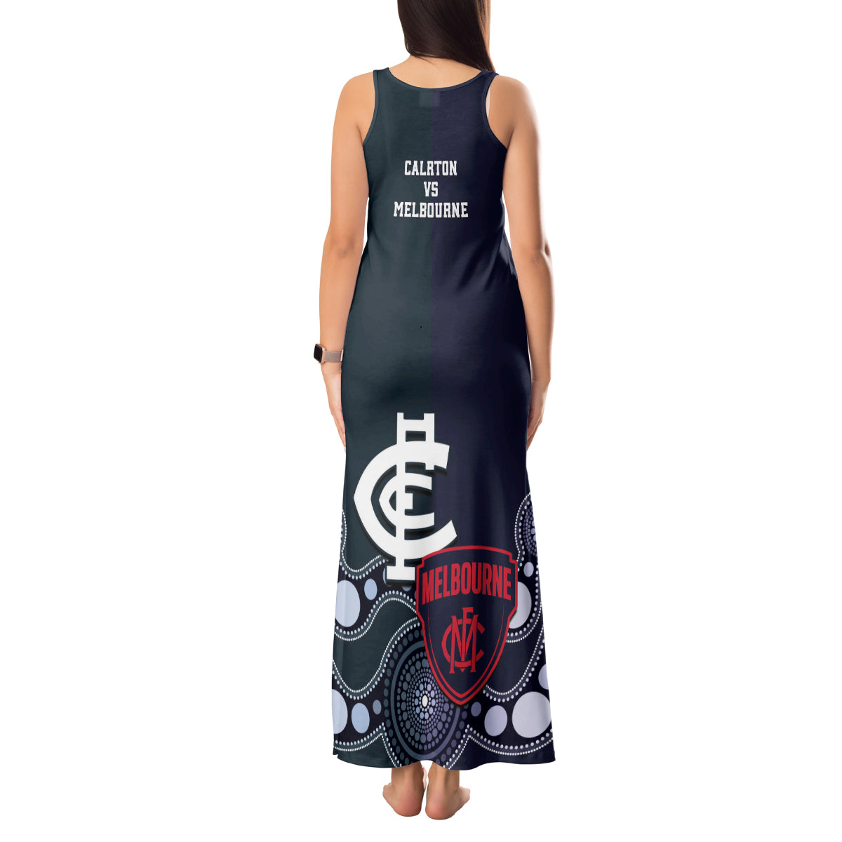 Demons And Blues Football Tank Maxi Dress Melbourne And Calrton Mascots Aboriginal Art