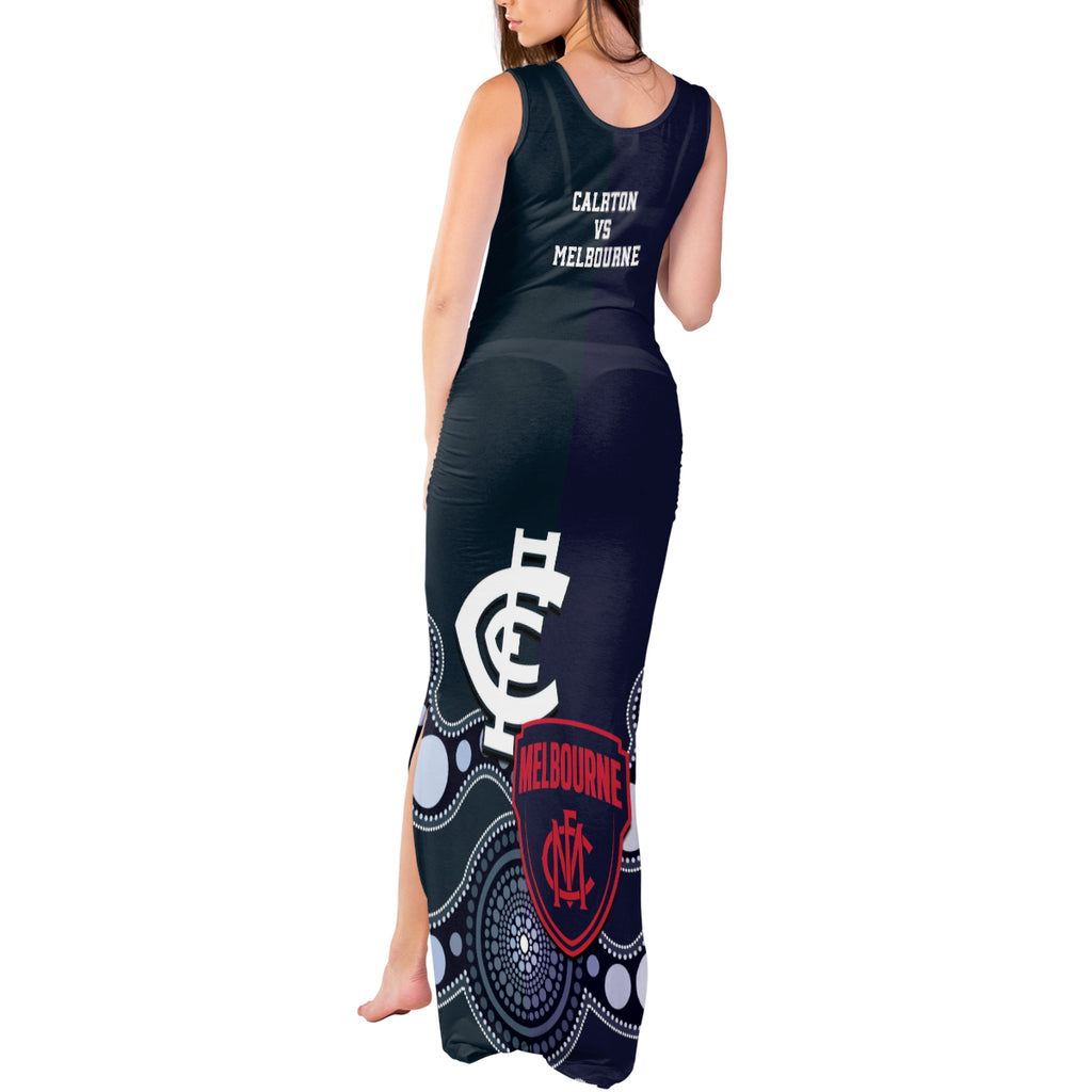 Demons And Blues Football Tank Maxi Dress Melbourne And Calrton Mascots Aboriginal Art