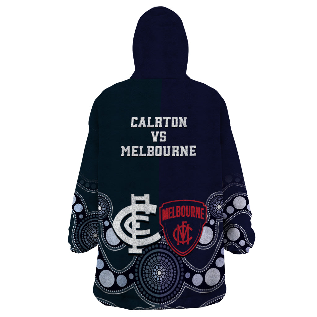 Demons And Blues Football Wearable Blanket Hoodie Melbourne And Calrton Mascots Aboriginal Art