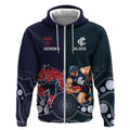 Demons And Blues Football Zip Hoodie Melbourne And Calrton Mascots Aboriginal Art