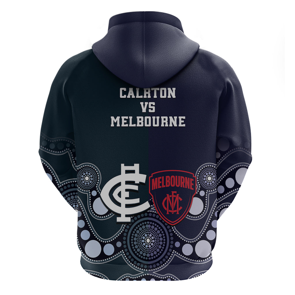 Demons And Blues Football Zip Hoodie Melbourne And Calrton Mascots Aboriginal Art