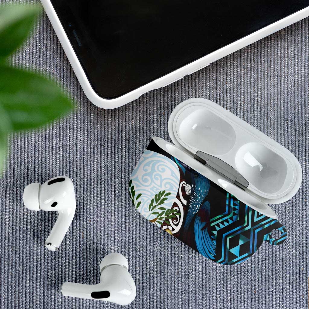 New Zealand Silver Fern Tui Bird AirPods Case Maori Kowhai Paua Shell Taniko Motifs - Aussie Hoodie