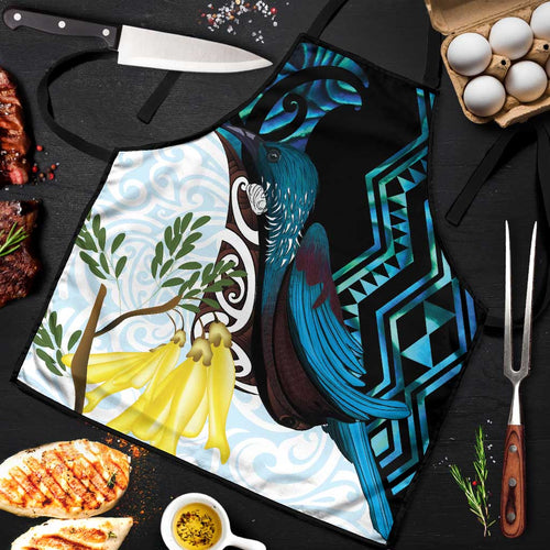 New Zealand Silver Fern Tui Bird Apron Maori Kowhai Paua Shell Taniko Motifs - Aussie Hoodie