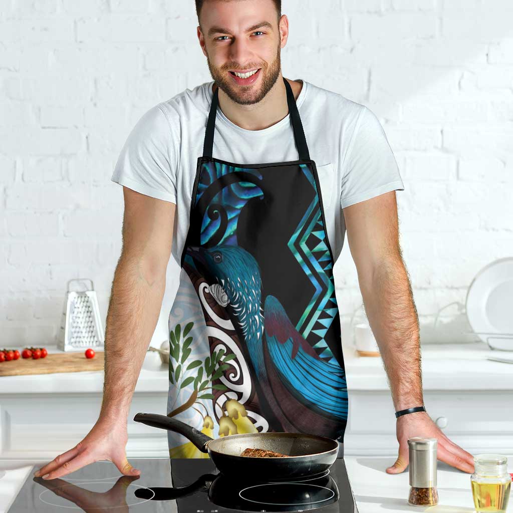 New Zealand Silver Fern Tui Bird Apron Maori Kowhai Paua Shell Taniko Motifs - Aussie Hoodie