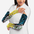 New Zealand Silver Fern Tui Bird Arm Sleeves Maori Kowhai Paua Shell Taniko Motifs - Aussie Hoodie