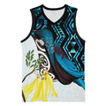 New Zealand Silver Fern Tui Bird Basketball Jersey Maori Kowhai Paua Shell Taniko Motifs - Aussie Hoodie
