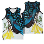 New Zealand Silver Fern Tui Bird Basketball Jersey Maori Kowhai Paua Shell Taniko Motifs - Aussie Hoodie