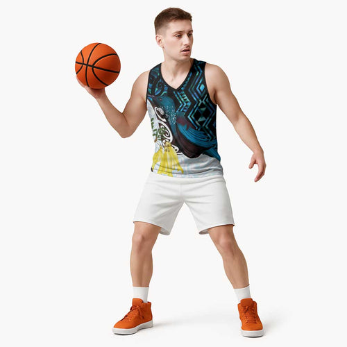 New Zealand Silver Fern Tui Bird Basketball Jersey Maori Kowhai Paua Shell Taniko Motifs - Aussie Hoodie