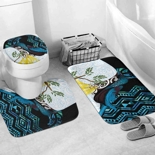 New Zealand Silver Fern Tui Bird Bathroom Set Maori Kowhai Paua Shell Taniko Motifs - Aussie Hoodie