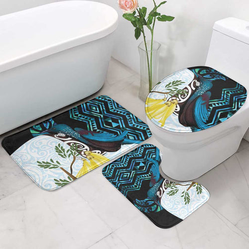 New Zealand Silver Fern Tui Bird Bathroom Set Maori Kowhai Paua Shell Taniko Motifs - Aussie Hoodie