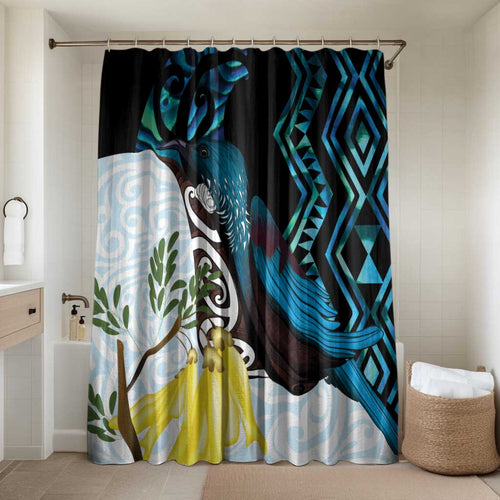 New Zealand Silver Fern Tui Bird Bathroom Set Maori Kowhai Paua Shell Taniko Motifs - Aussie Hoodie