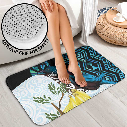 New Zealand Silver Fern Tui Bird Bathroom Set Maori Kowhai Paua Shell Taniko Motifs - Aussie Hoodie