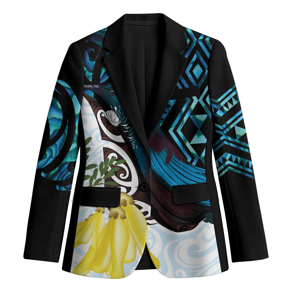 New Zealand Silver Fern Tui Bird Blazer Maori Kowhai Paua Shell Taniko Motifs - Aussie Hoodie