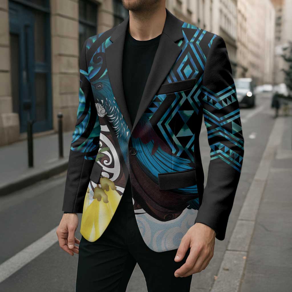 New Zealand Silver Fern Tui Bird Blazer Maori Kowhai Paua Shell Taniko Motifs - Aussie Hoodie