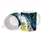 New Zealand Silver Fern Tui Bird Ceramic Mug Maori Kowhai Paua Shell Taniko Motifs - Aussie Hoodie