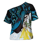 New Zealand Silver Fern Tui Bird Cross Shoulder Shirt Maori Kowhai Paua Shell Taniko Motifs - Aussie Hoodie